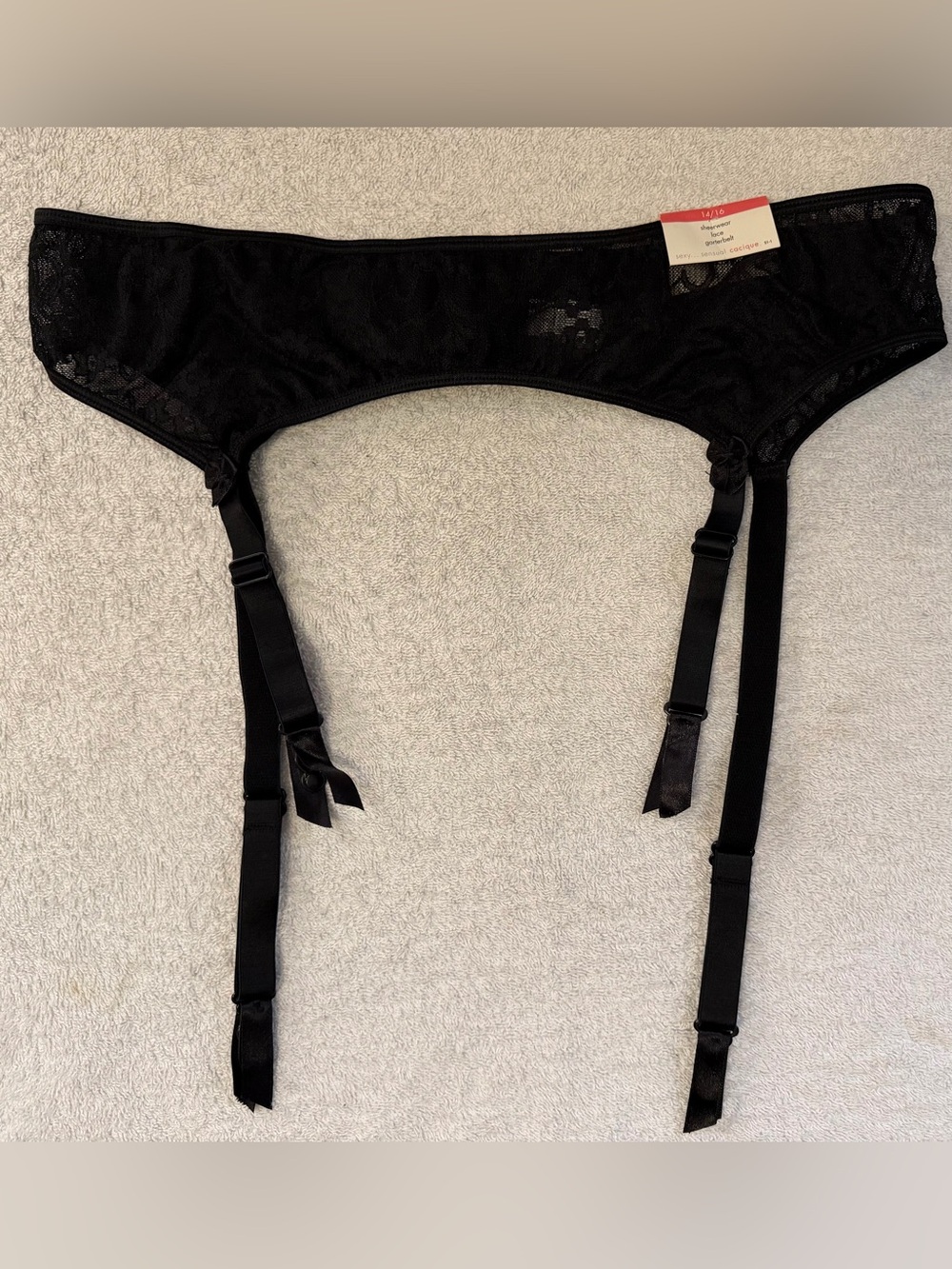 NWT VTG Cacique Sheerwear Lace Garter Belt Boudoir Burlesque Romantic Goth Y2K